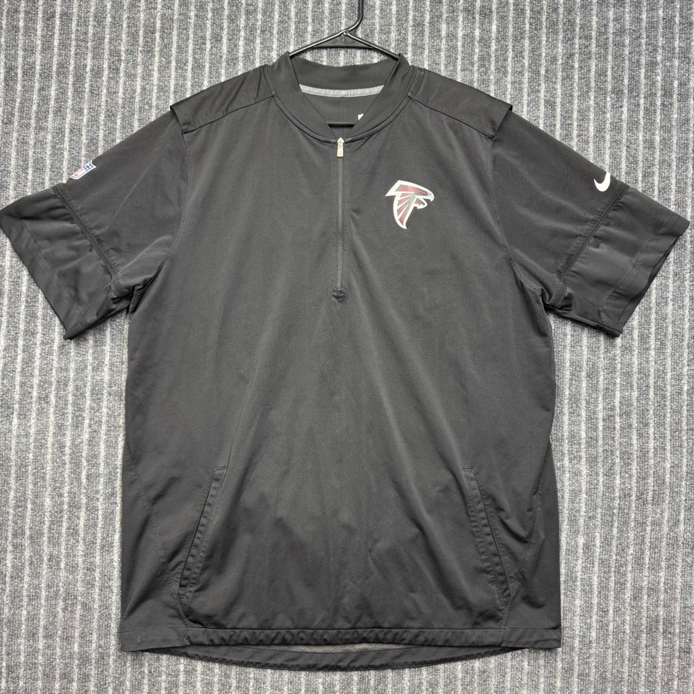 Nike Mens Atlanta Falcons NFL Quarter Zip Pullover Jacket XL Black Short Sleeve
